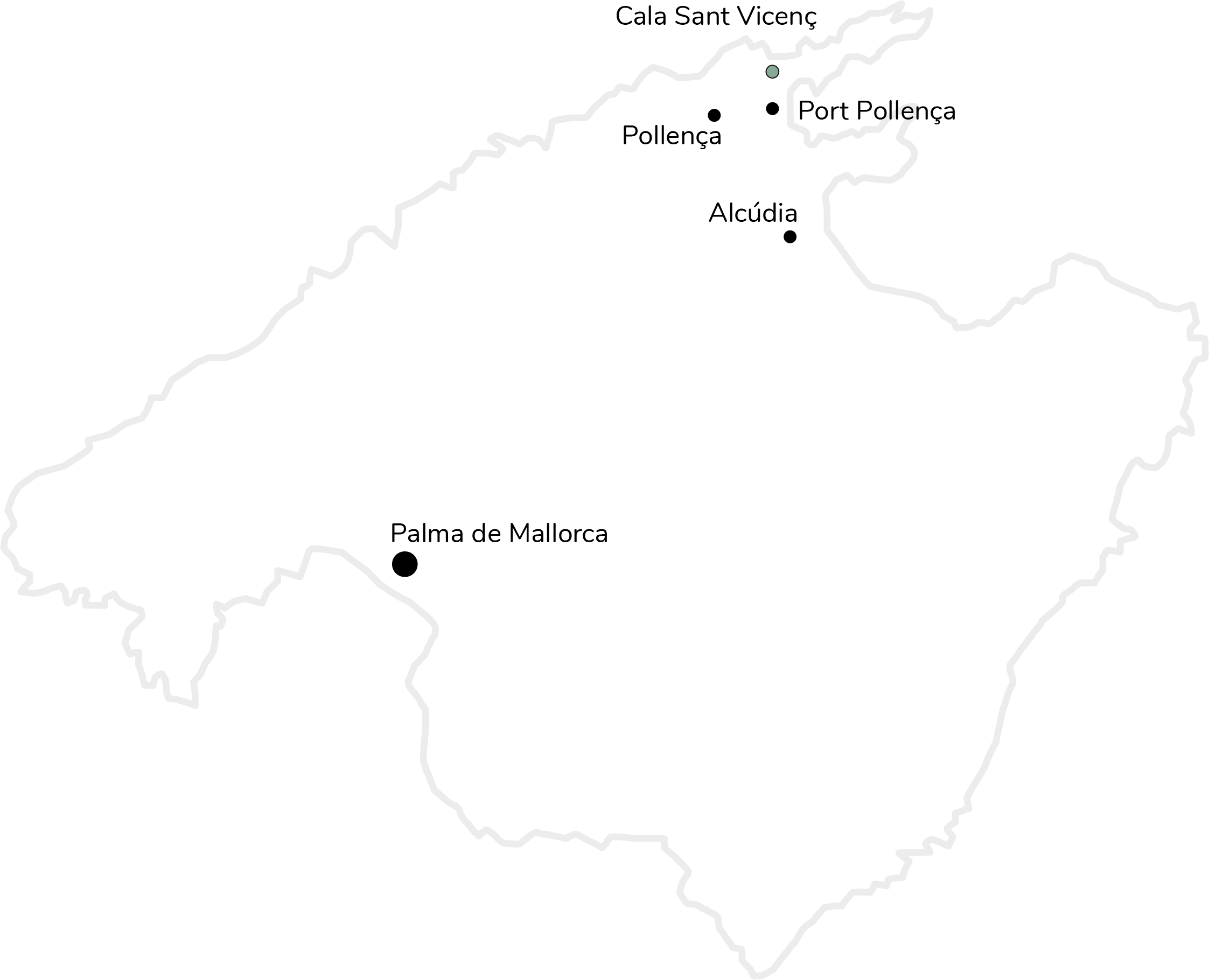 Karte von Mallorca.